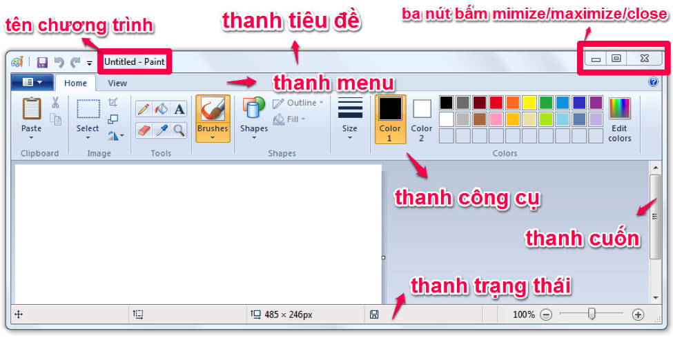 Các thành phần trong giao diện cửa sổ Windows