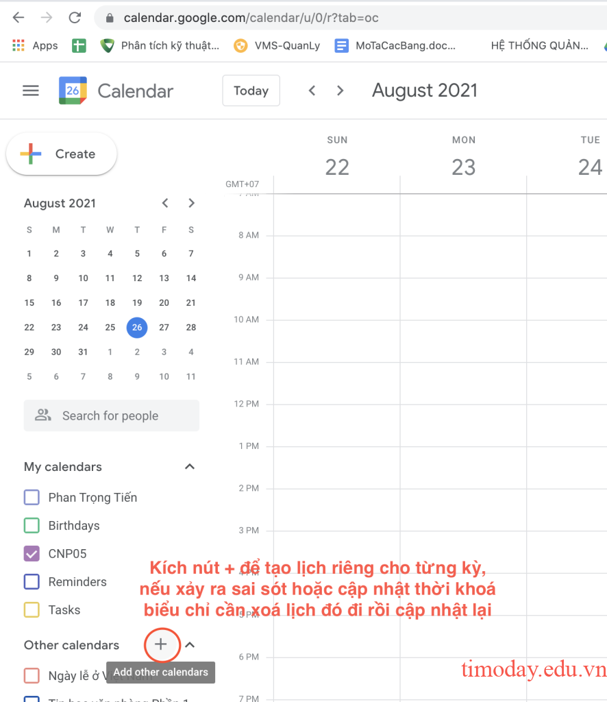 Tạo lịch từng kỳ trong Google Calendar