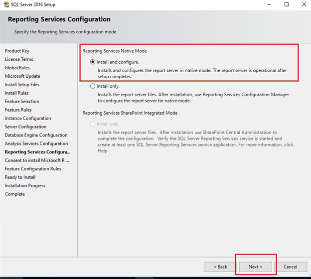 Select Install and Configure